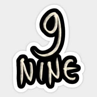 Hand Drawn Letter Number 9 Nine Sticker